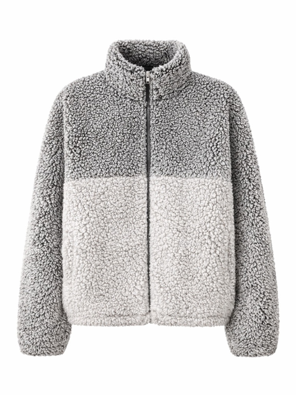 Thread & Supply Plush Sherpa Jacket - Light Gray & Dark Gray